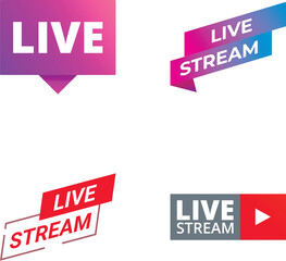 Poster - Collection of modern and colorful live stream banners set for online video broadcasting and internet media