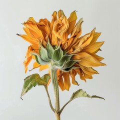 Wall Mural - flower Photography, Helianthus annuus Giant Sungold, Close up view, Isolated on white Background