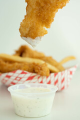 Canvas Print - Fish and Chips in white background