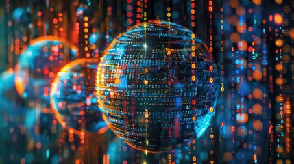 Poster - Discover the fascinating world of cybersecurity art, merging hacker alerts and digital risks with the beauty of safeguarding. Unveil the complex sphere of technology, secure data, and network