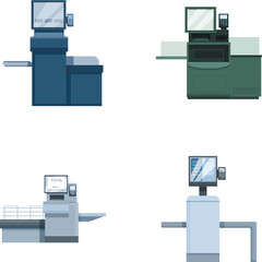 Poster - Collection of four stylish and contemporary cash register stations