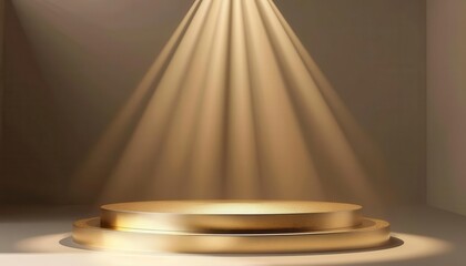 luxurious gold stage podium on empty background with shiny spotlight glow elegant award ceremony or 