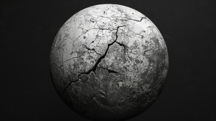 Wall Mural - a captivating 3d render showcases abstract art featuring a damaged black and white sphere resembling