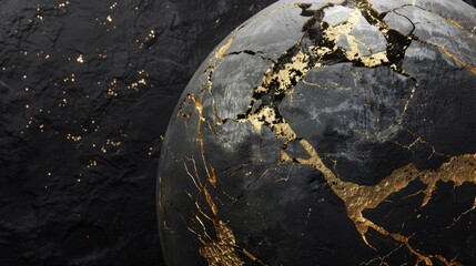 Wall Mural - a stunning 3d rendering showcases an abstract piece of art featuring a damaged spherical object rese