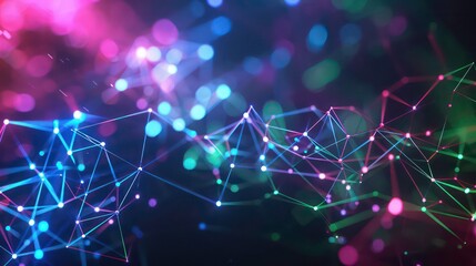Wall Mural - Color Accents: Use accent colors like neon blues, greens, or purples for the nodes and connecting lines. This can create a striking contrast with the dark background.