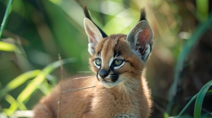 Wall Mural - Caracal cub adorable and endearing