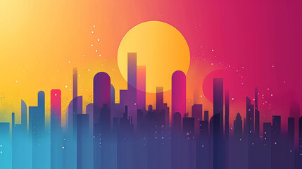 Wall Mural - Background Sunset Skyline