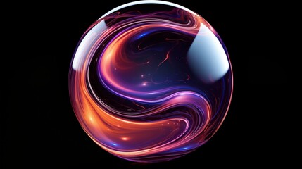 Sticker - Dynamic Abstract Colorful Swirl in a Glowing Sphere