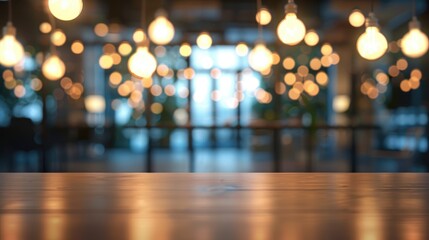 Poster - Empty office space with blurred background lights for design purposes
