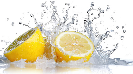 Poster - Lemon in water on a transparent background