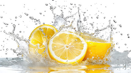 Poster - Lemon in water on a transparent background