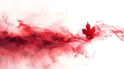Flag of Canada made of smoke. War or wild fire anstract banner concept. Maple Leaf