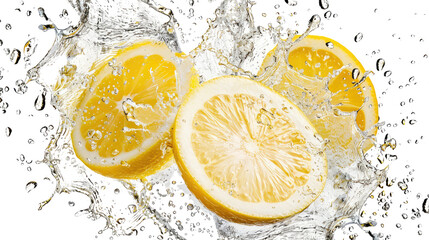 Poster - Lemon in water on a transparent background