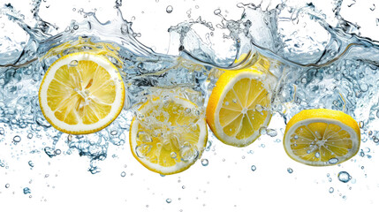 Poster - Lemon in water on a transparent background