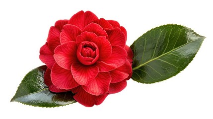 Wall Mural - Camellia s red flower isolated on white background