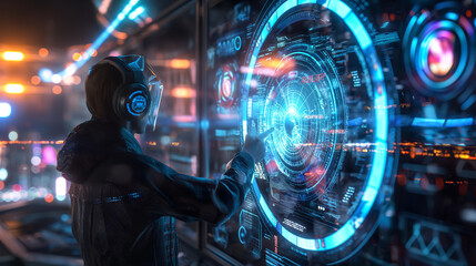 Poster - futuristic artificial intelligence or AI technology the era of innovation 