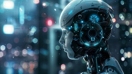 Poster - futuristic artificial intelligence or AI technology the era of innovation 