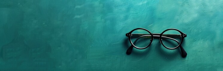 Wall Mural - A pair of glasses is on a green background