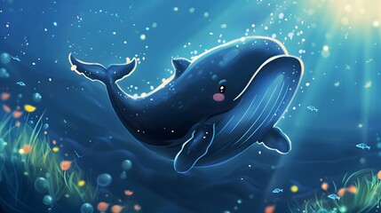 whale cute cartoon