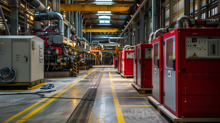 modern generators in a warehouse 