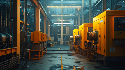 Poster - modern generators in a warehouse 