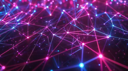 Poster - a vivid display of interconnected neon nodes, symbolizing a digital network or constellation. genera