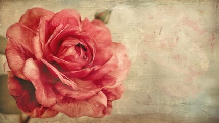 Wall Mural - A stunning vintage style image capturing a close up view of a vibrant red rose