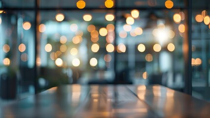Poster - Abstract blurred office space with bokeh lights for design background