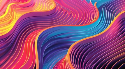 The vibrant and striking curved lines background is visually stunning