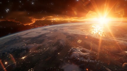 Wall Mural - A outer space galaxy far away with the sun