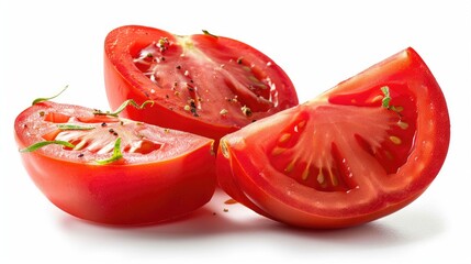 Wall Mural - Isolated red tomato vegetable with slices on white background Red tomatoes with clipping path