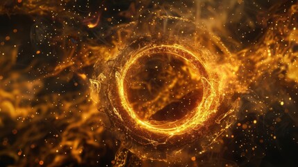 Wall Mural - fiery ring with gold and black colors fantasy background abstract background