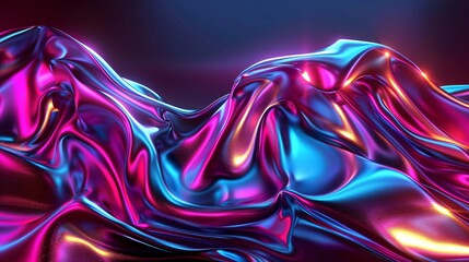 Abstract iridescent neon wave background for design use.