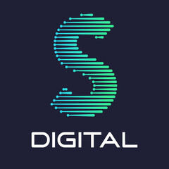 Wall Mural - letter s digital or technology logo vector template. Suitable for digital font industry with dot, gradient color and modern style. Also suitable for machine
