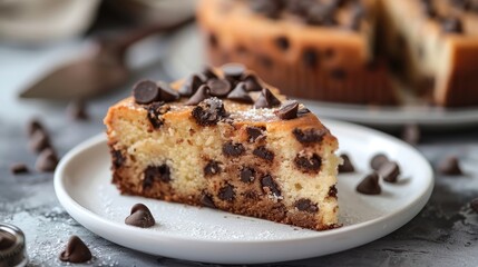 Wall Mural - Chocolate chip cake presented on a plate