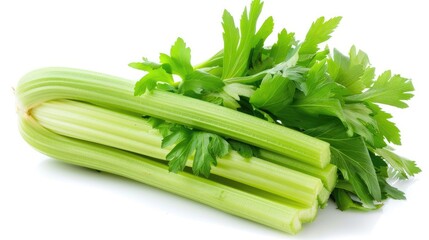 Wall Mural - Celery against a white backdrop