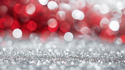 Wall Mural - Abstract white and silver bokeh circle with blurred red glitter glow for elegant luxury texture background