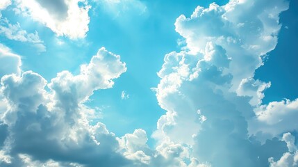 Wall Mural - blue sky with light white clouds