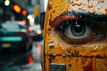 Wall Mural - a close up of an eye painted on the side of a car