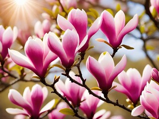 Canvas Print - beautiful pink magnolia flowers