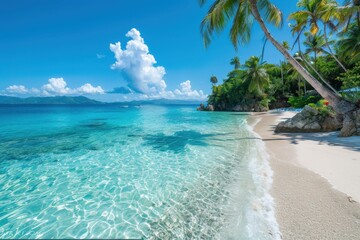 Wall Mural - Tropical Paradise: Stunning Beach Scene with Pristine Waters and Lush Greenery in the Virgin Islands