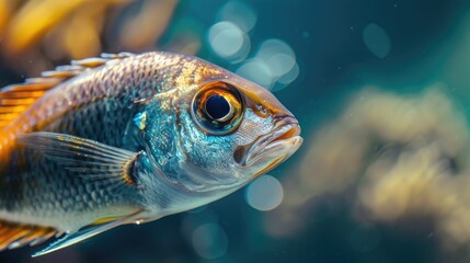 Wall Mural - Underwater Fish Portrait Photo