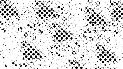 Wall Mural - Dirty halftone grunge black and white background.