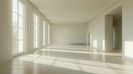  Emphasize the emptiness of a room with stark, white walls.