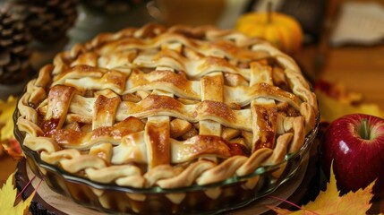 Wall Mural - Autumn themed apple pie