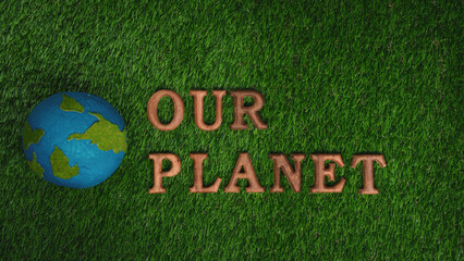 Eco awareness campaign for Earth day concept showcase message arranged in Save Earth on biophilic green background. Environmental social governance concept idea for sustainable and greener future.Gyre