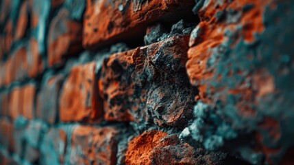 Poster - Close up view of an aged red brick wall in the background