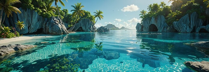 Poster - Tropical Island Paradise with Crystal Clear Water.