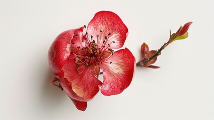Wall Mural - A pomegranate blossom against a white backdrop