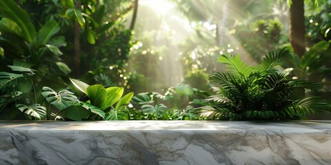 Wall Mural - Marble Platform in a Lush Green Forest